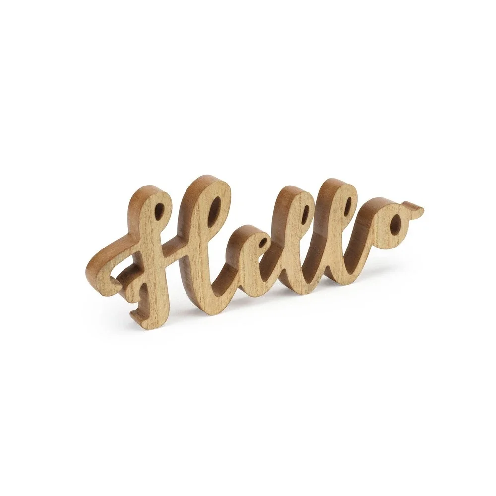 Wooden Hello Sign | Farmhouse Tabletop‎ Accent | Entryway Shelf Decoration